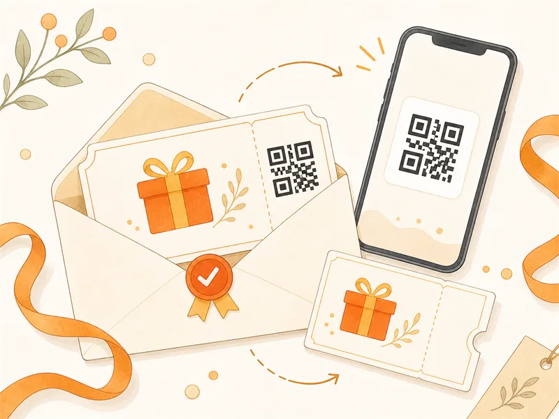 ギフトボックスがQRコードに変わるイラスト