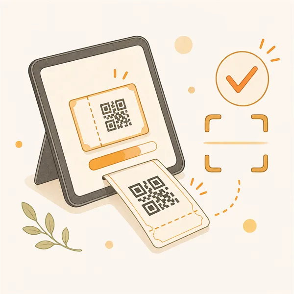 QRコードを発行してお客様に渡すイラスト